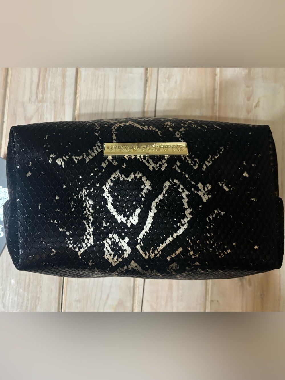 Vince Camuto Black and Gold Snakeskin bag 057